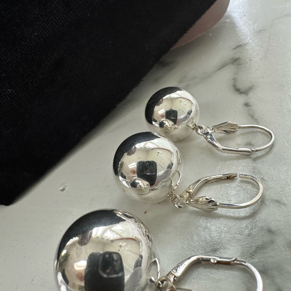 Medium 925 Sterling Silver Ball Drop Earrings